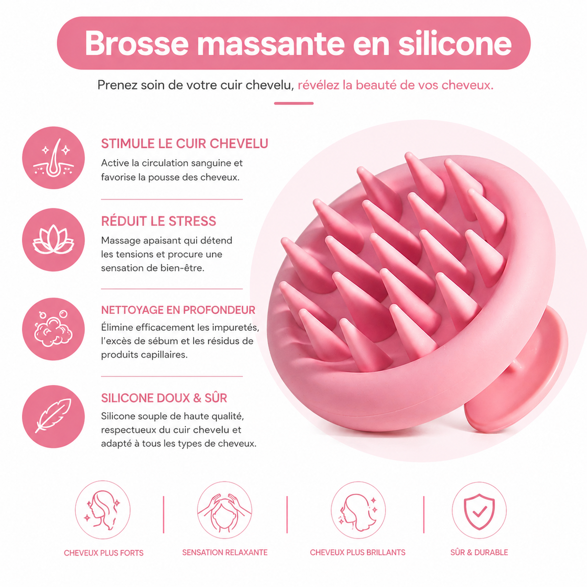 Brosse massante en silicone